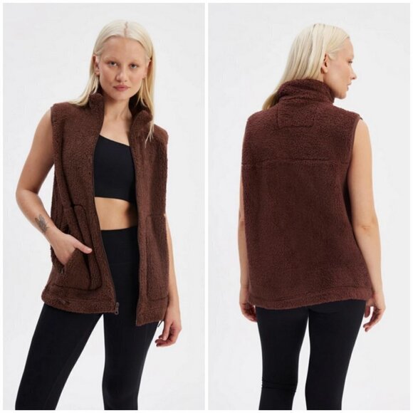 💕GIRLFRIEND COLLECTIVE💕 Recycled Fleece Vest ~ Raisin Brown Medium M NWT - Picture 1 of 16